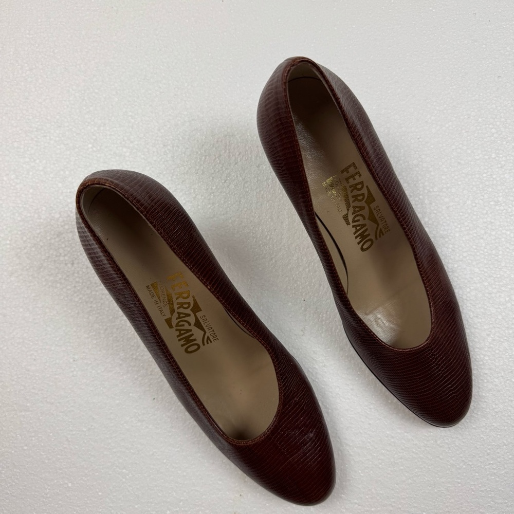 Salvatore Ferragamo Women's Dark Wine Leather Pumps